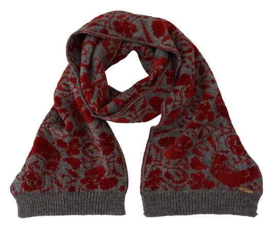 GF Ferre Rot Grau Gestrickter Wickelwärmer Damen Schal