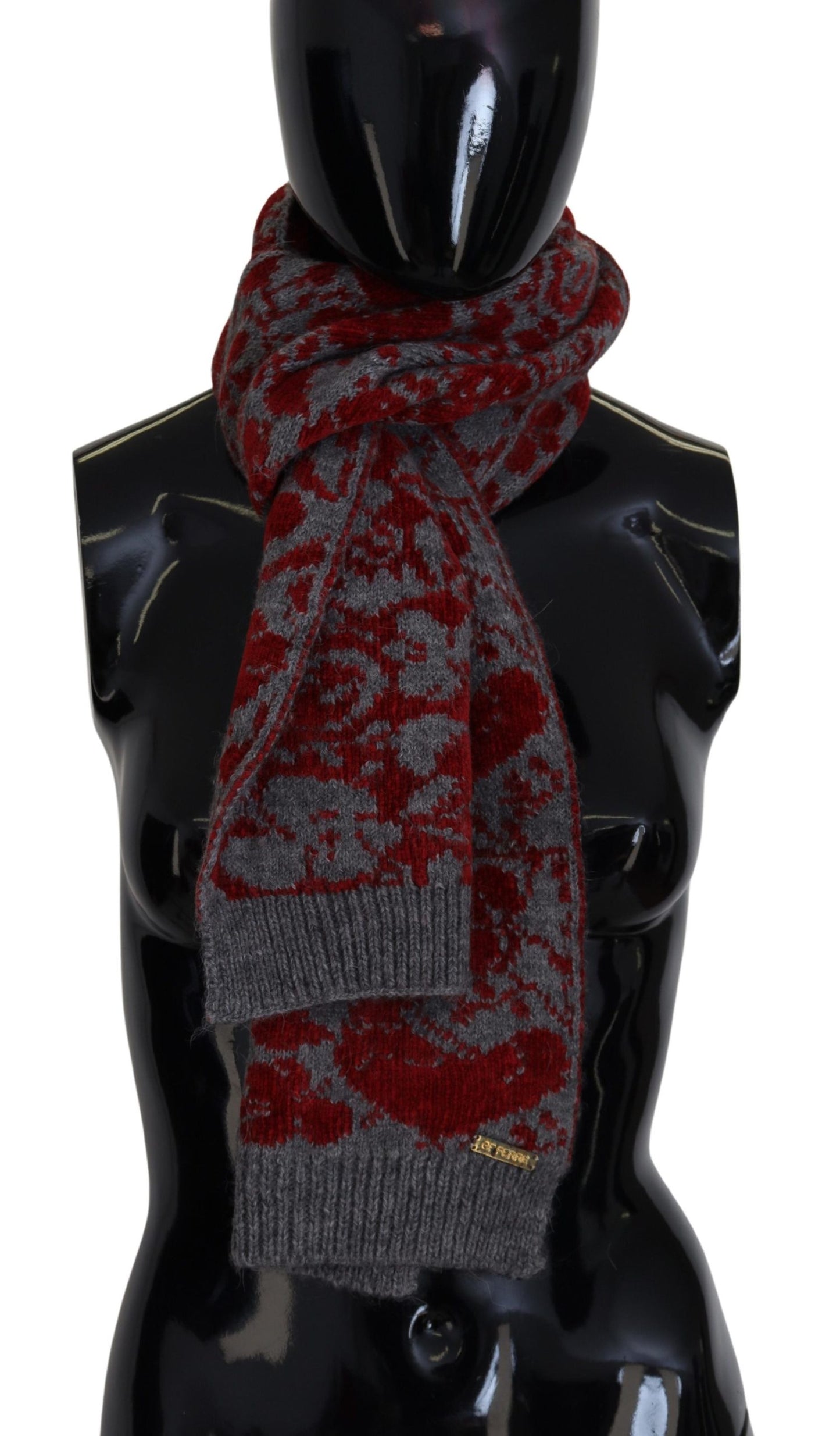 GF Ferre Rot Grau Gestrickter Wickelwärmer Damen Schal