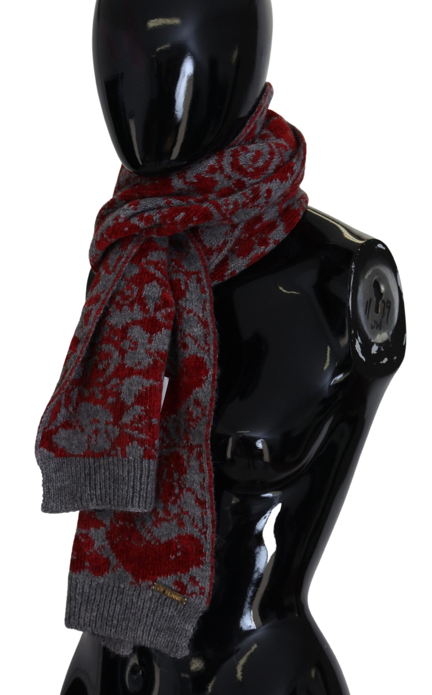 GF Ferre Rot Grau Gestrickter Wickelwärmer Damen Schal