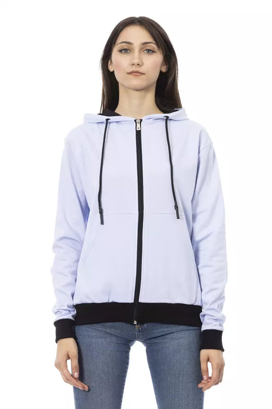 Baldinini Trend Lila Damenpullover aus Baumwolle mit verstellbarer Kapuze
