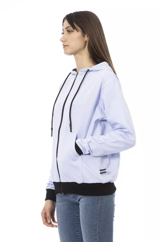 Pull femme en coton violet Baldinini Trend avec capuche réglable