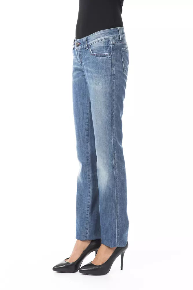 BYBLOS Blue Cotton Women's Regular Fit Jean