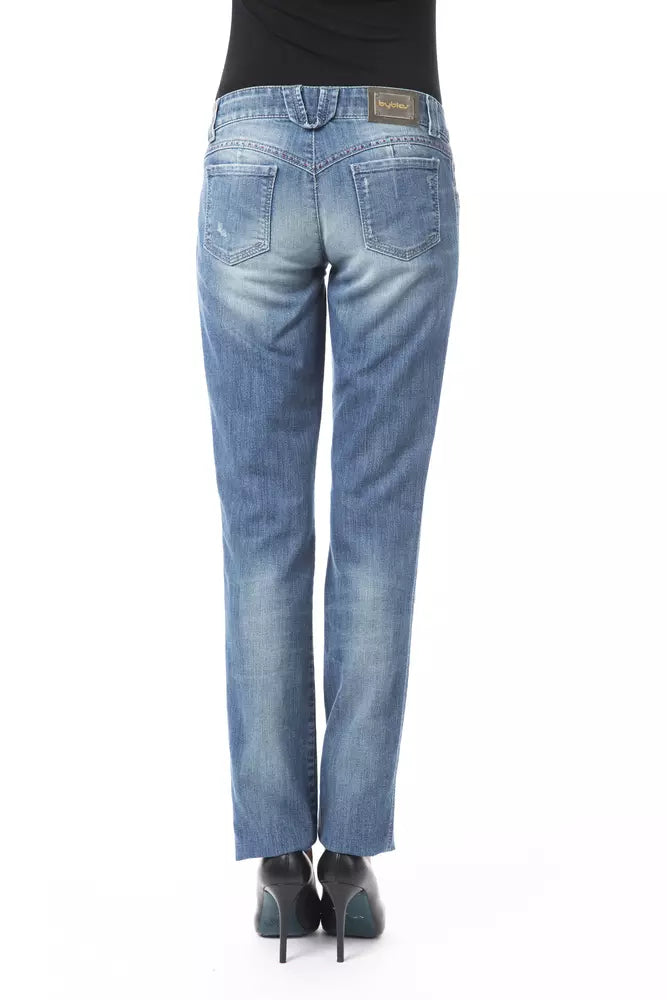 BYBLOS Blue Cotton Women's Regular Fit Jean