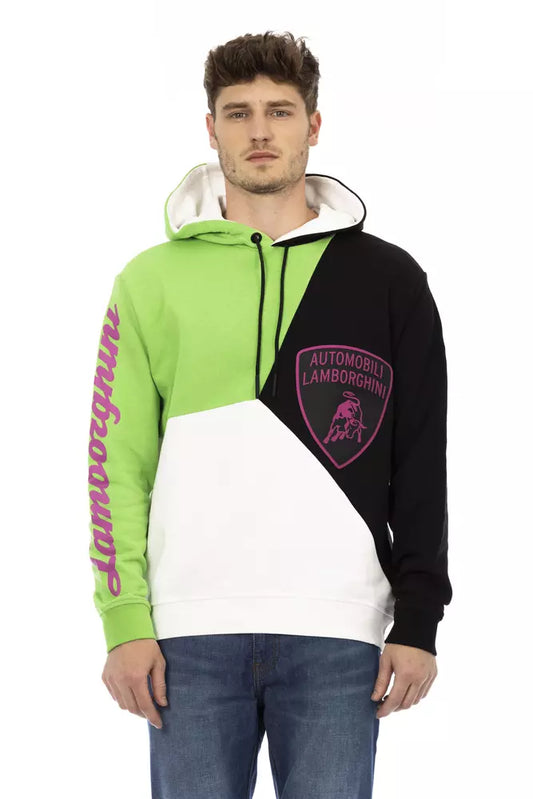 Automobili Lamborghini White Cotton Men Sweater with Hood