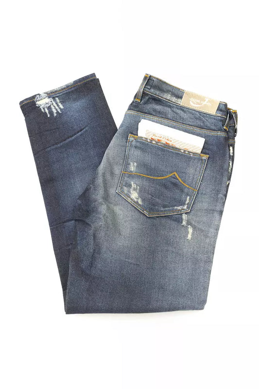 Jean femme Jacob Cohen en coton bleu avec étiquette en peau de poney