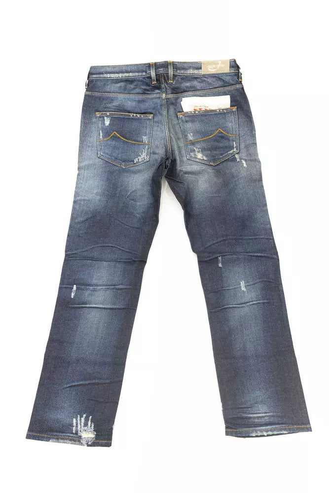 Jean femme Jacob Cohen en coton bleu avec étiquette en peau de poney