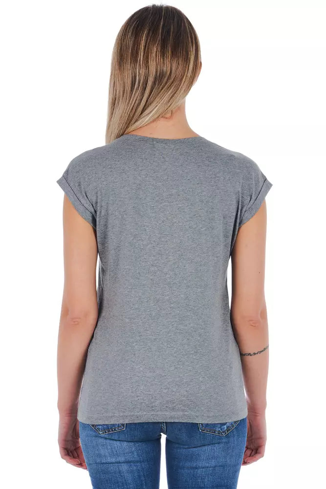 Frankie Morello Graues Baumwoll-T-Shirt für Damen