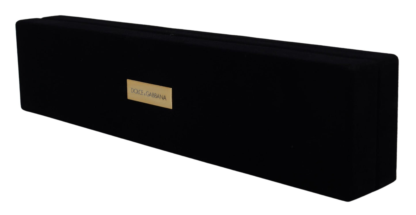Boîte à bijoux et bracelets en velours noir Dolce &amp; Gabbana avec plaque logo