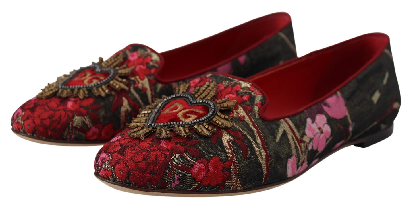 Chaussures à enfiler Dolce &amp; Gabbana en jacquard multicolore avec patch Sacré-Cœur