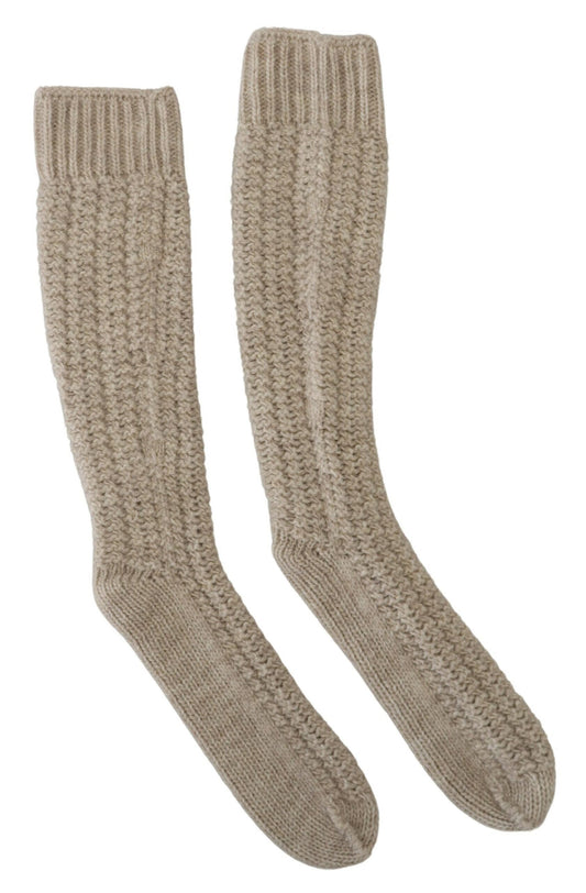 Chaussettes longues en laine beige Dolce &amp; Gabbana pour femme