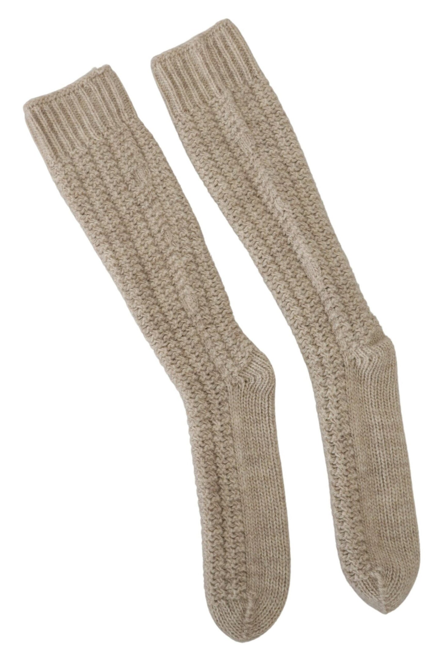 Chaussettes longues en laine beige Dolce &amp; Gabbana pour femme