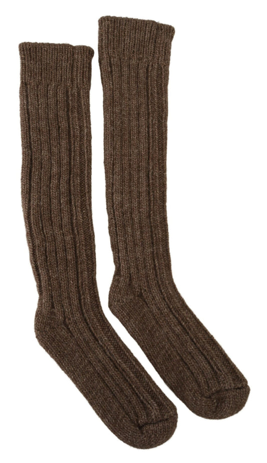 Chaussettes longues en laine marron Dolce &amp; Gabbana pour femme