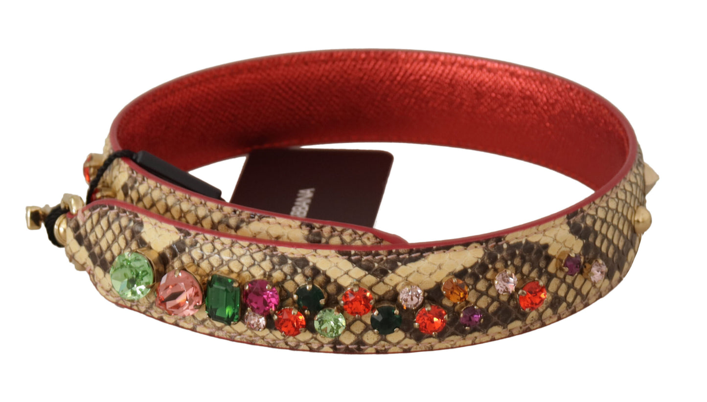 Bandoulière en cuir exotique beige et cristaux Dolce &amp; Gabbana