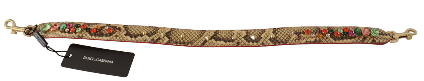 Bandoulière en cuir exotique beige et cristaux Dolce &amp; Gabbana