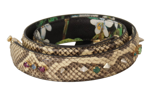 Bandoulière réversible en cuir exotique beige et cristaux Dolce &amp; Gabbana