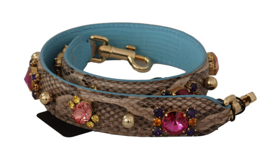 Bandoulière en cuir exotique marron et cristaux Dolce &amp; Gabbana
