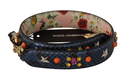 Bandoulière réversible en cuir exotique bleu et cristaux Dolce &amp; Gabbana