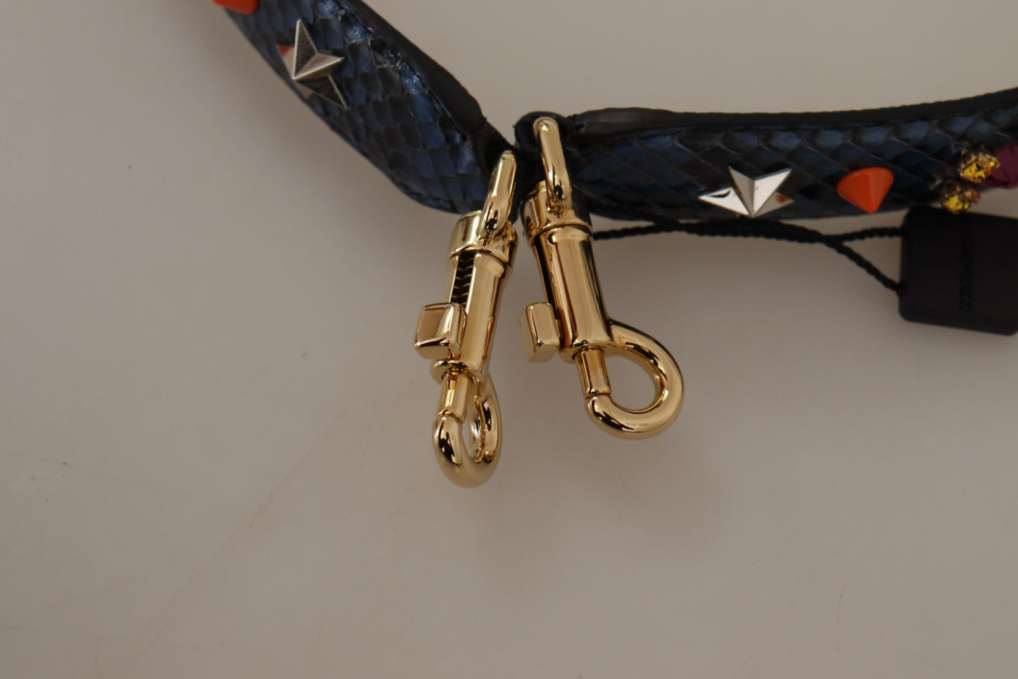 Bandoulière réversible en cuir exotique bleu et cristaux Dolce &amp; Gabbana