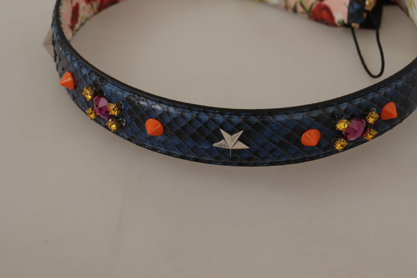 Bandoulière réversible en cuir exotique bleu et cristaux Dolce &amp; Gabbana