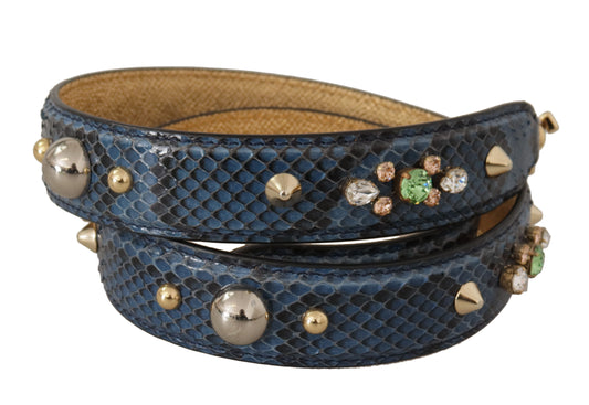 Bandoulière en cuir exotique bleu et cristaux Dolce &amp; Gabbana