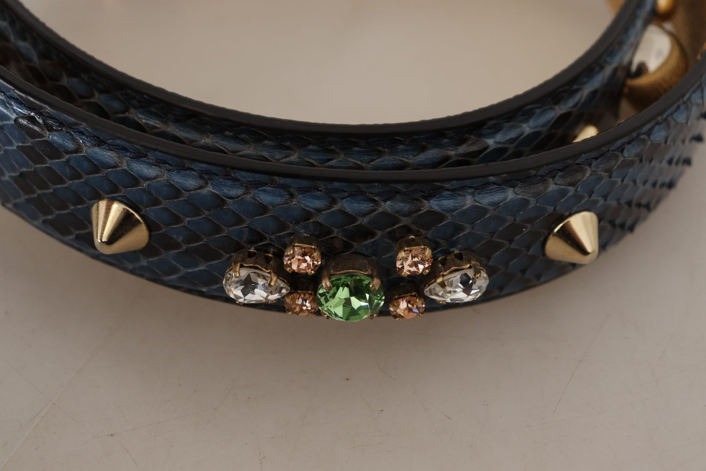 Bandoulière en cuir exotique bleu et cristaux Dolce &amp; Gabbana