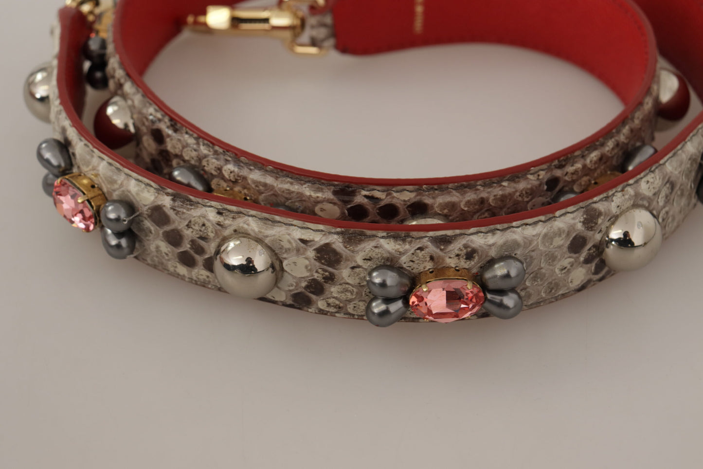 Bandoulière cloutée en cuir exotique beige Dolce &amp; Gabbana