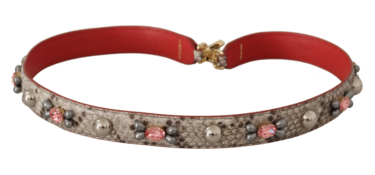 Bandoulière cloutée en cuir exotique beige Dolce &amp; Gabbana
