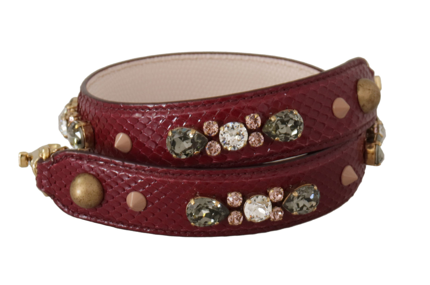 Sac bandoulière Dolce &amp; Gabbana en cuir bordeaux avec cristaux