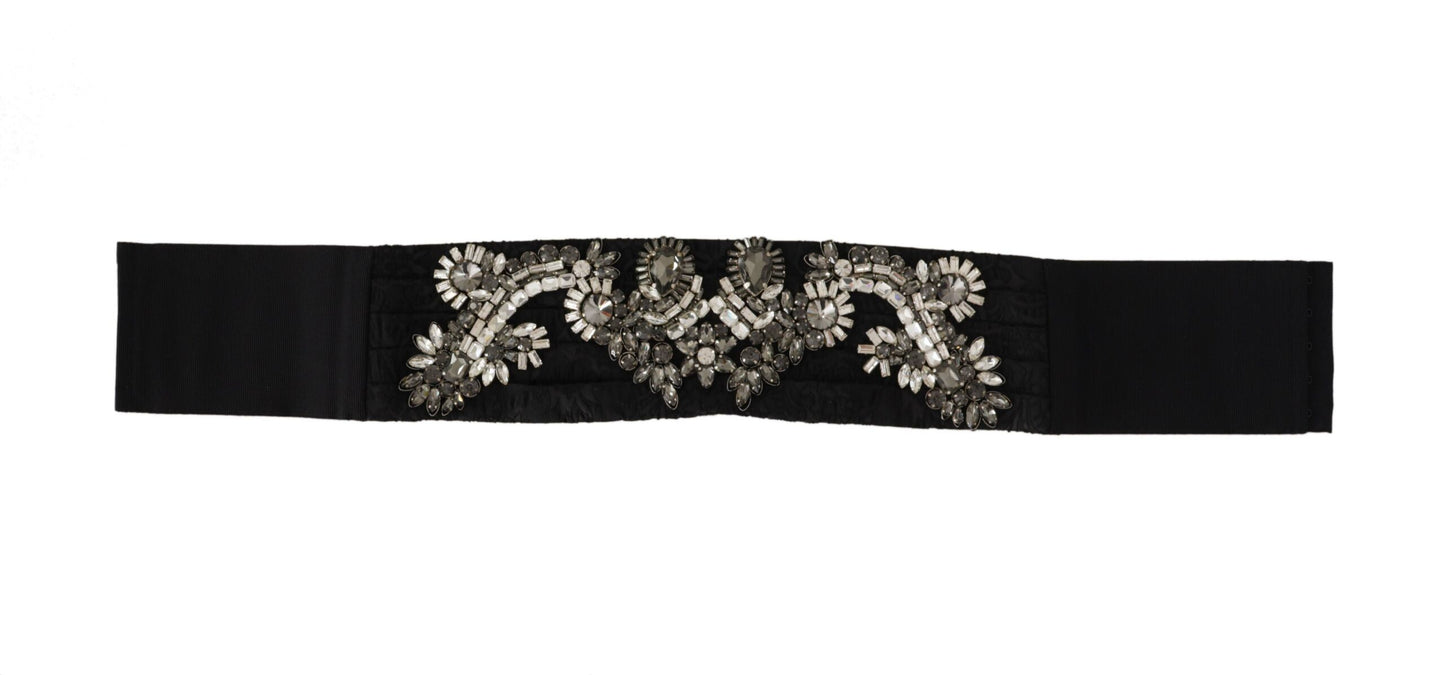 Ceinture Dolce &amp; Gabbana en soie noire ornée de cristaux
