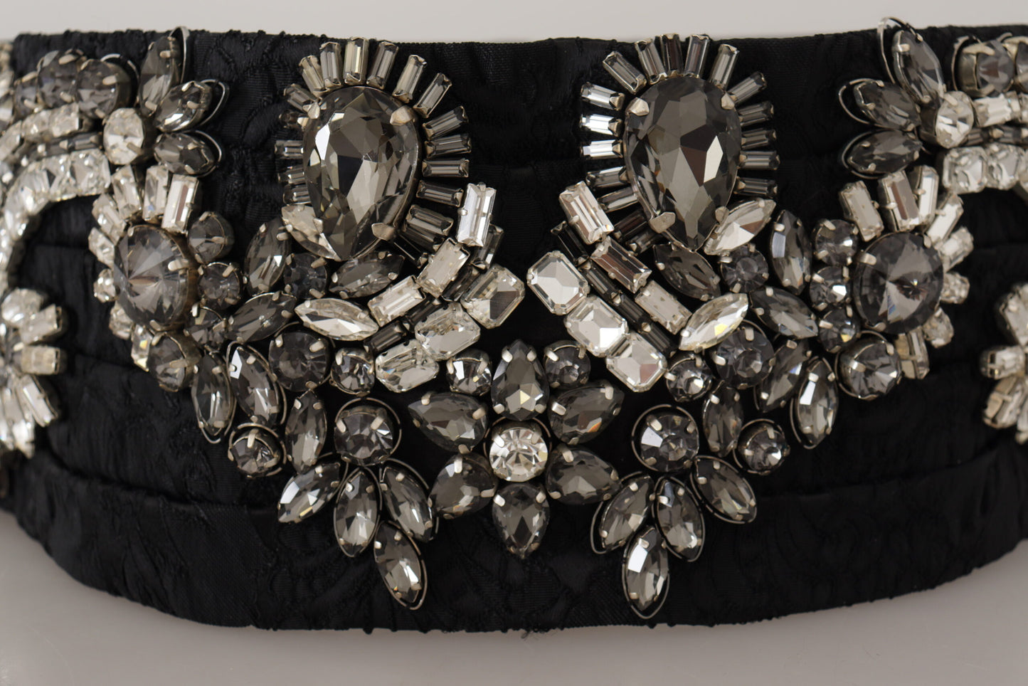Ceinture Dolce &amp; Gabbana en soie noire ornée de cristaux