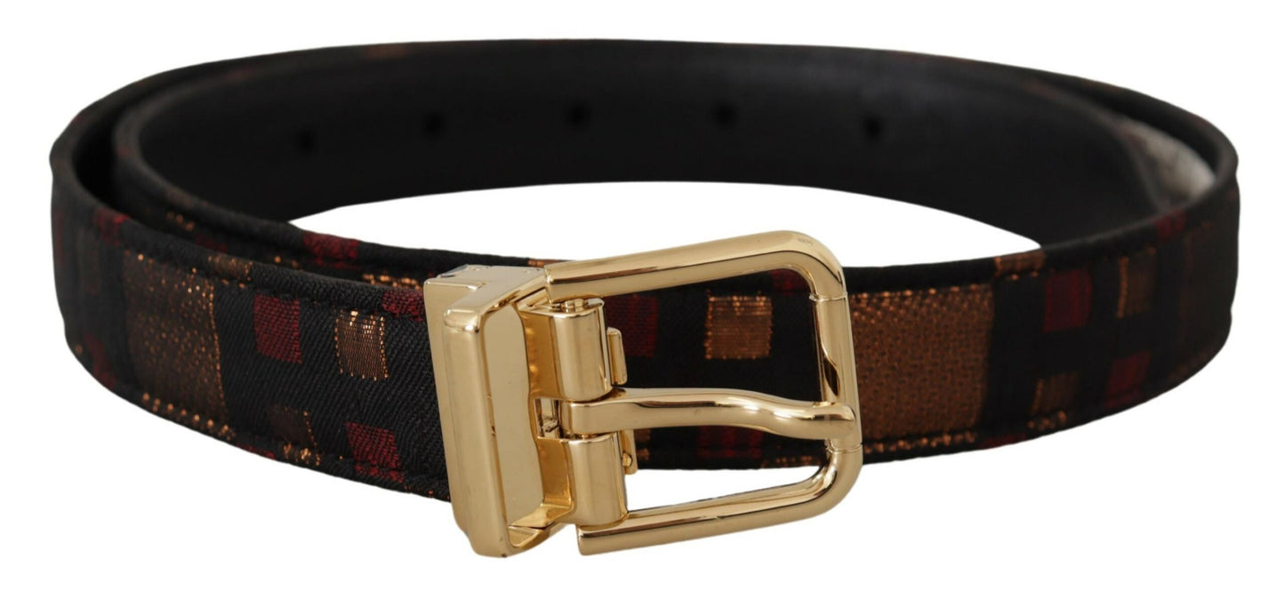 Ceinture Dolce &amp; Gabbana en cuir jacquard multicolore avec boucle en métal doré