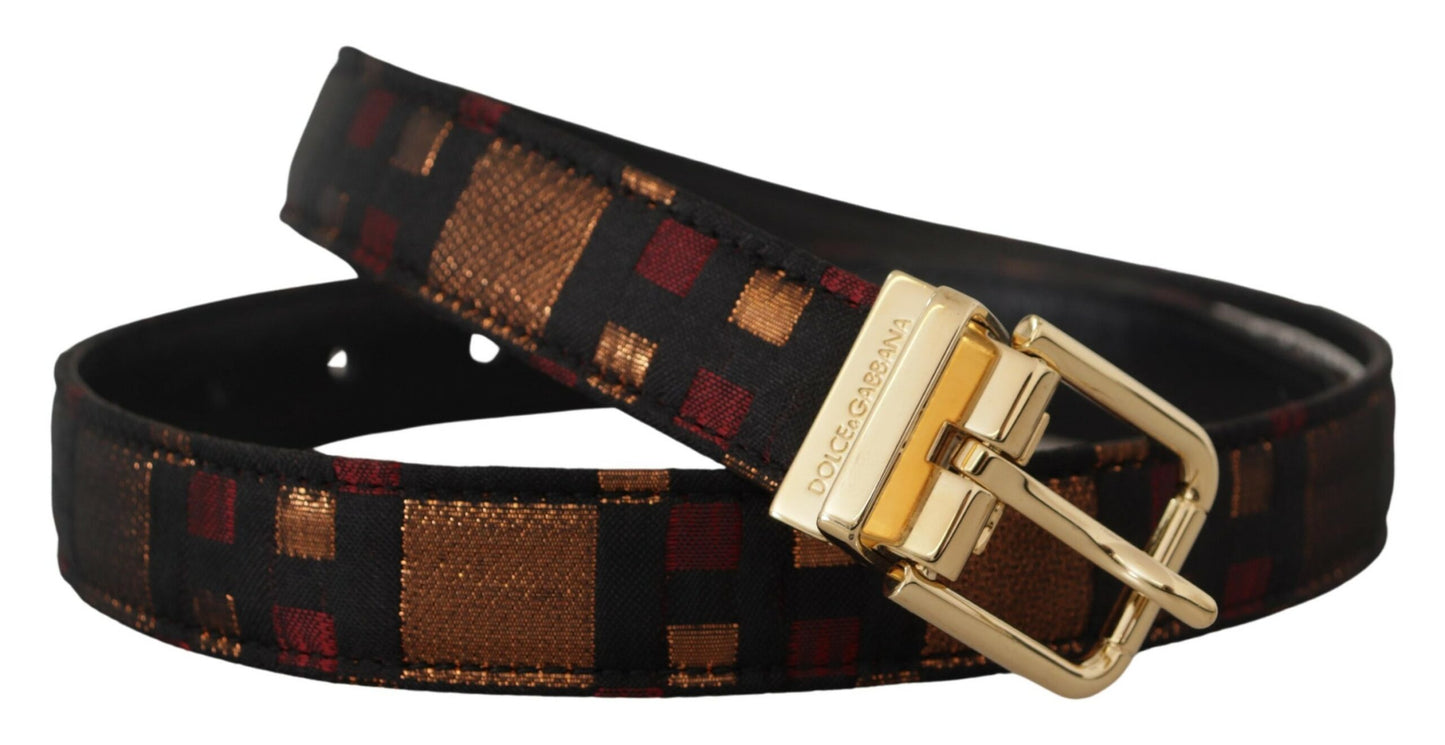 Ceinture Dolce &amp; Gabbana en cuir jacquard multicolore avec boucle en métal doré