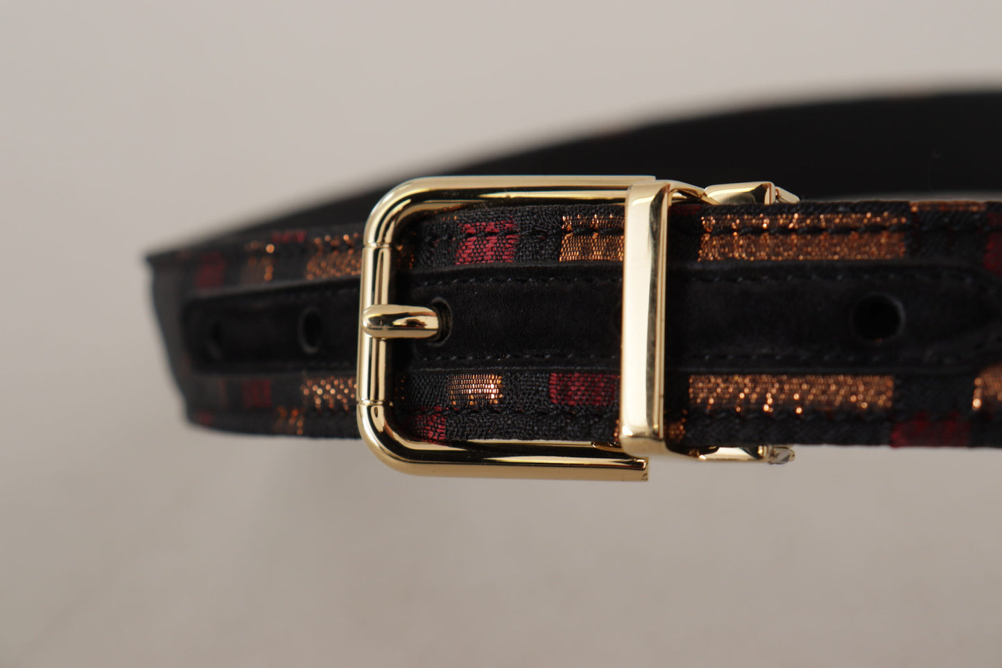 Ceinture Dolce &amp; Gabbana en cuir jacquard multicolore avec boucle en métal doré