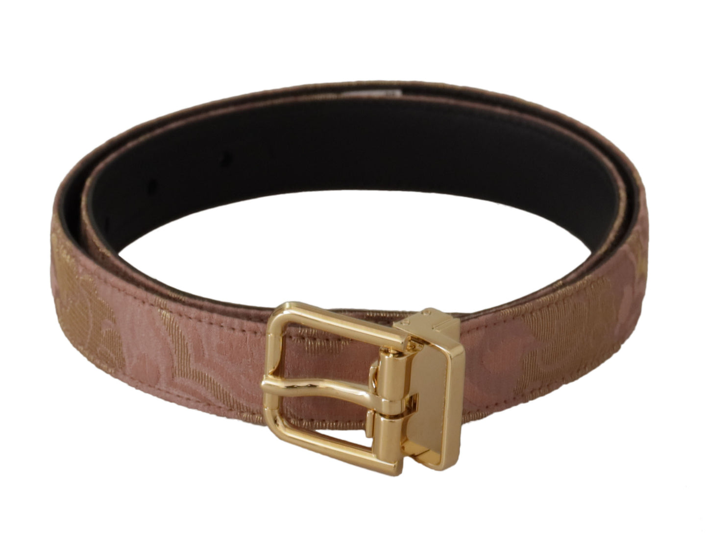 Ceinture Dolce &amp; Gabbana en cuir or rose avec boucle en métal gravée du logo