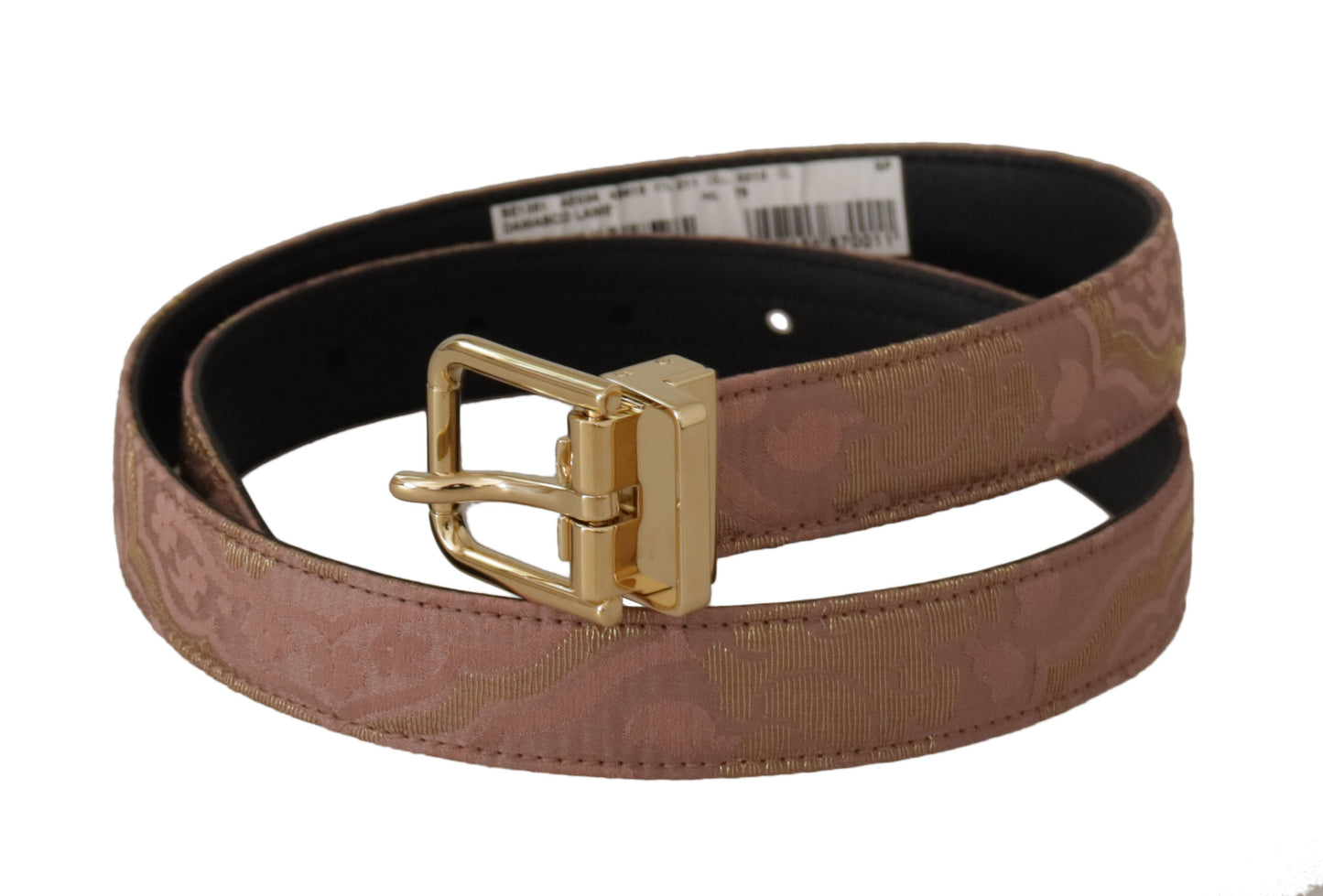 Ceinture Dolce &amp; Gabbana en cuir or rose avec boucle en métal gravée du logo