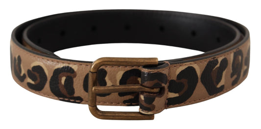Ceinture à boucle en métal vintage à imprimé léopard marron Dolce &amp; Gabbana