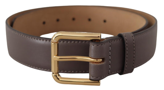 Ceinture Dolce &amp; Gabbana en cuir de veau gris avec boucle logo en métal doré