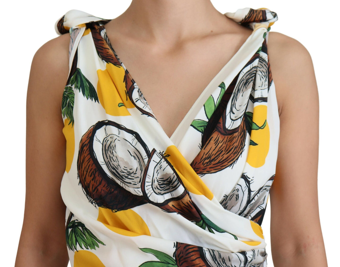 Dolce &amp; Gabbana – Weißes Mini-Etuikleid aus Seide mit Kokosnuss-Print