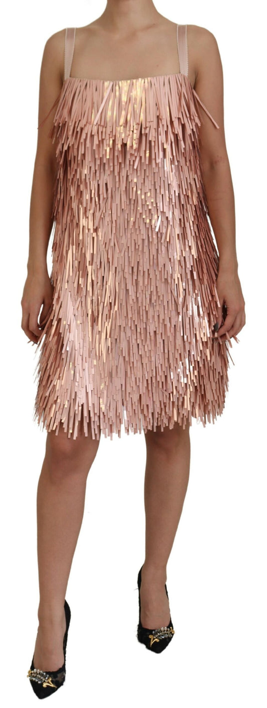 Robe trapèze sans manches à paillettes roses Dolce &amp; Gabbana