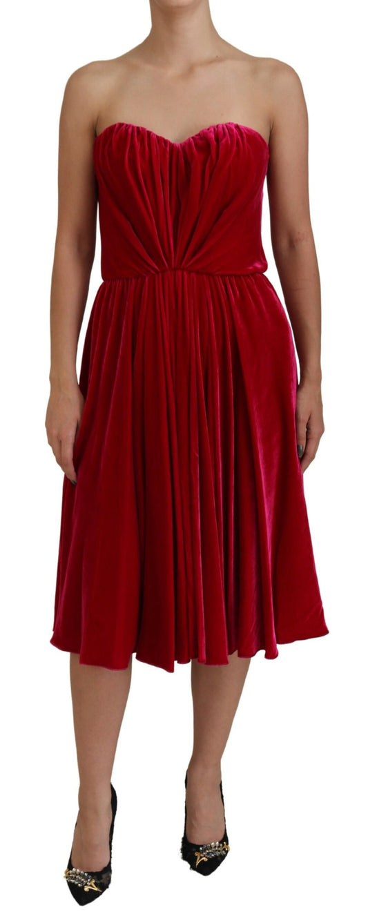 Dolce &amp; Gabbana – Trägerloses A-Linien-Kleid aus Viskose-Stretch in Rosa