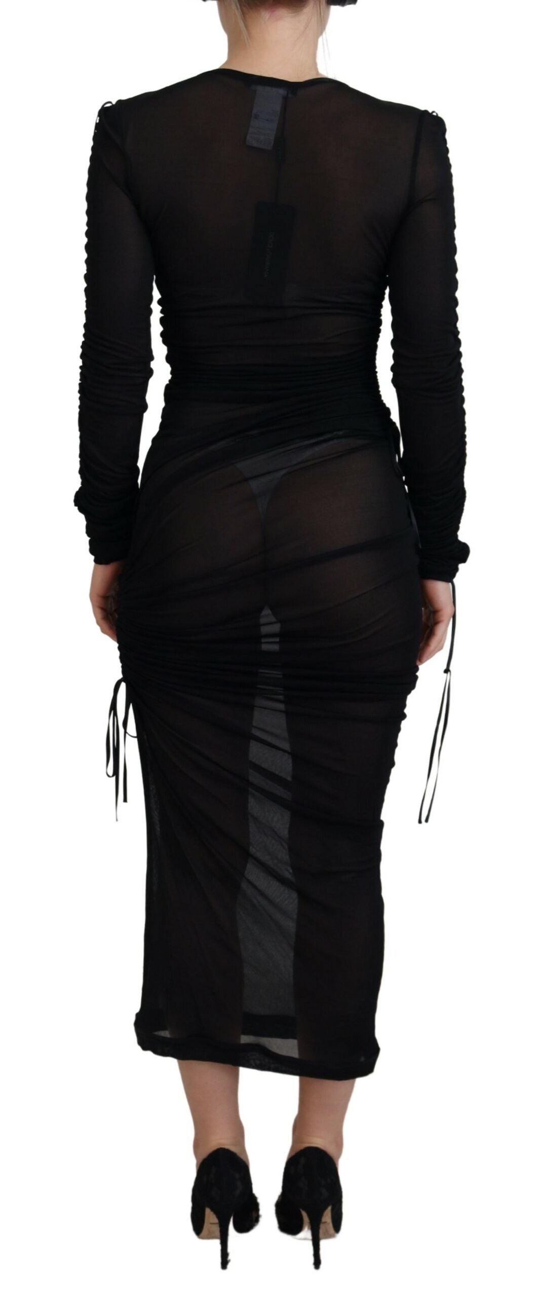Robe fourreau mi-longue moulante en viscose noire Dolce &amp; Gabbana