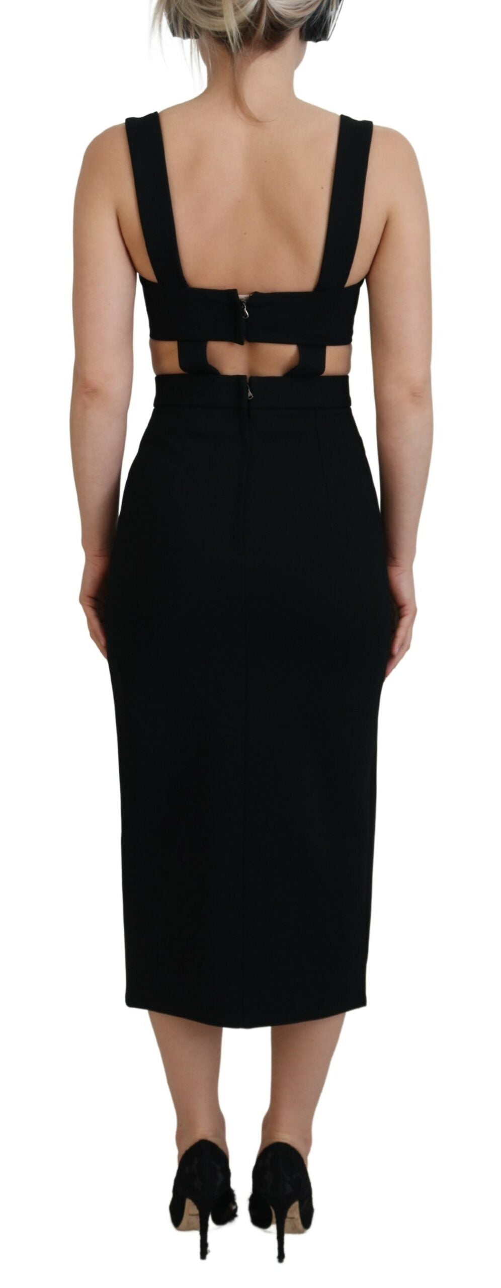 Robe fourreau mi-longue moulante en viscose noire Dolce &amp; Gabbana