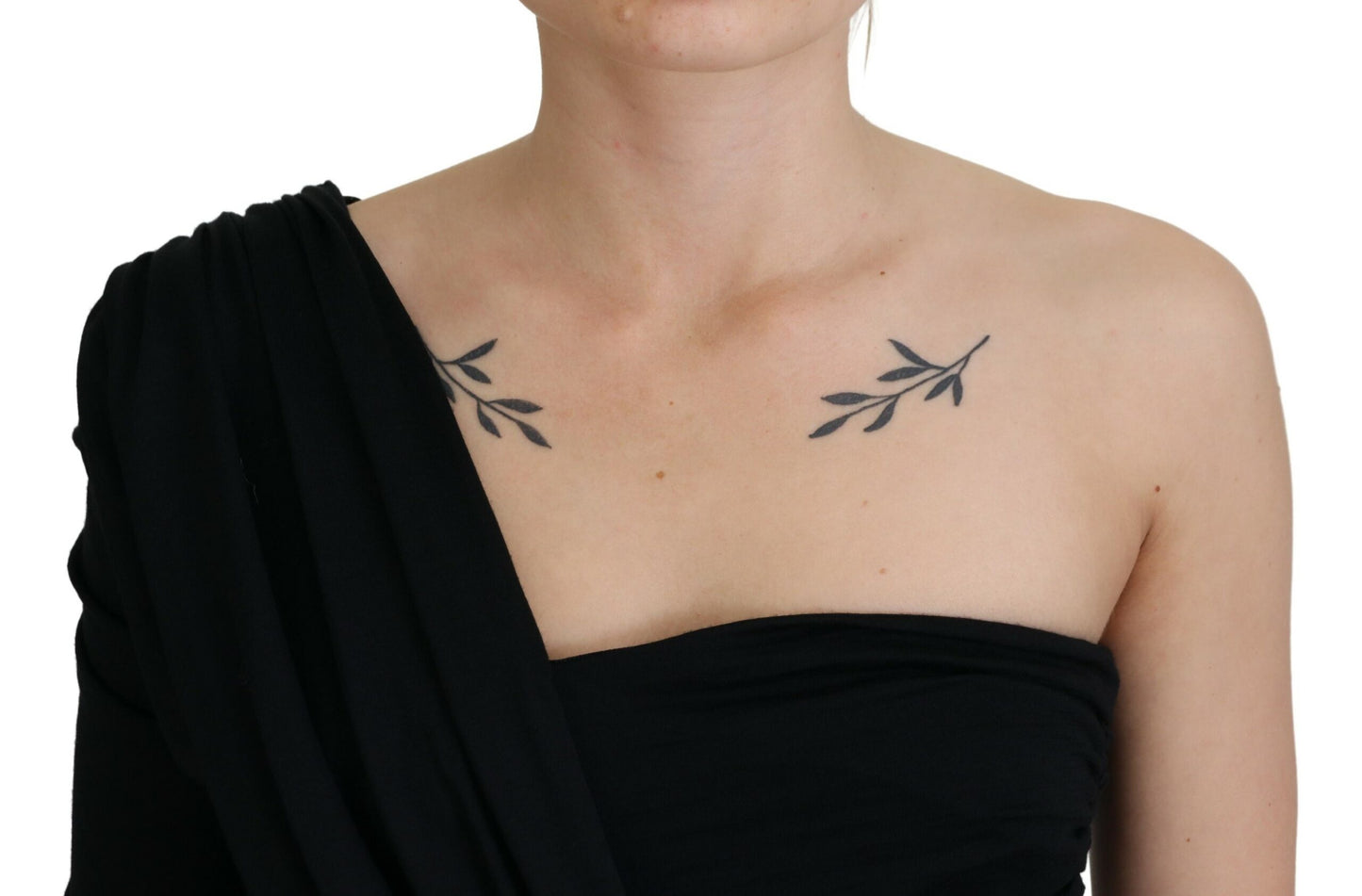 Robe fourreau portefeuille noire en laine à une épaule Dolce &amp; Gabbana