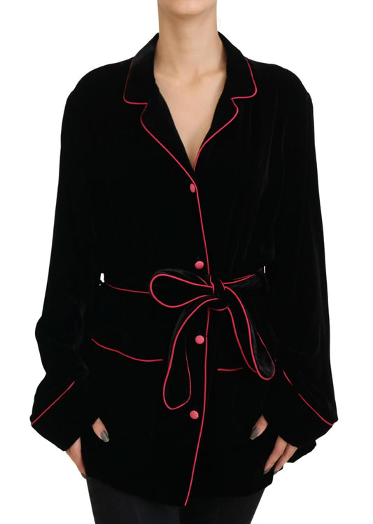 Blazer ceinturé à boutons noirs Dolce &amp; Gabbana en viscose