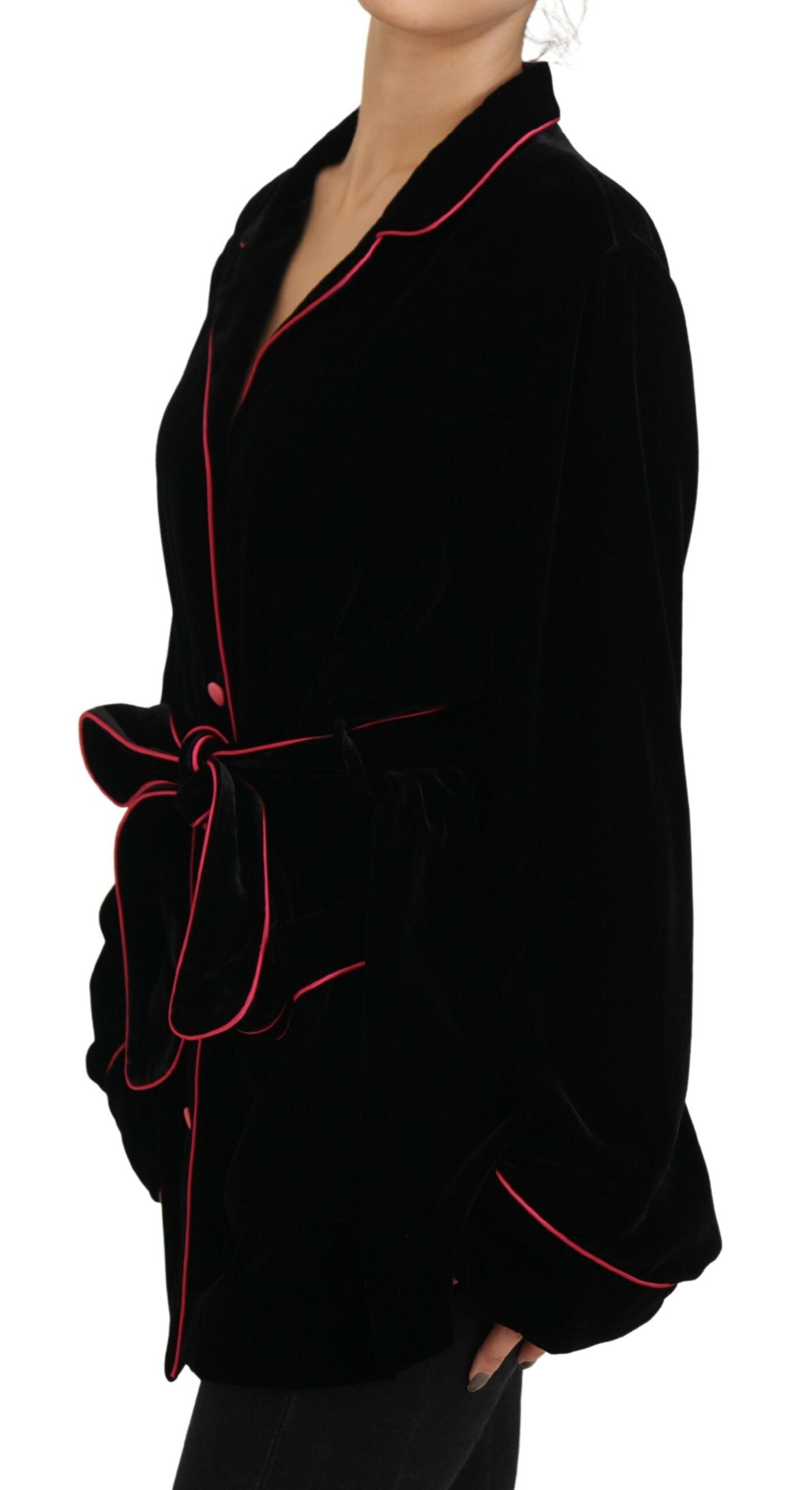 Blazer ceinturé à boutons noirs Dolce &amp; Gabbana en viscose