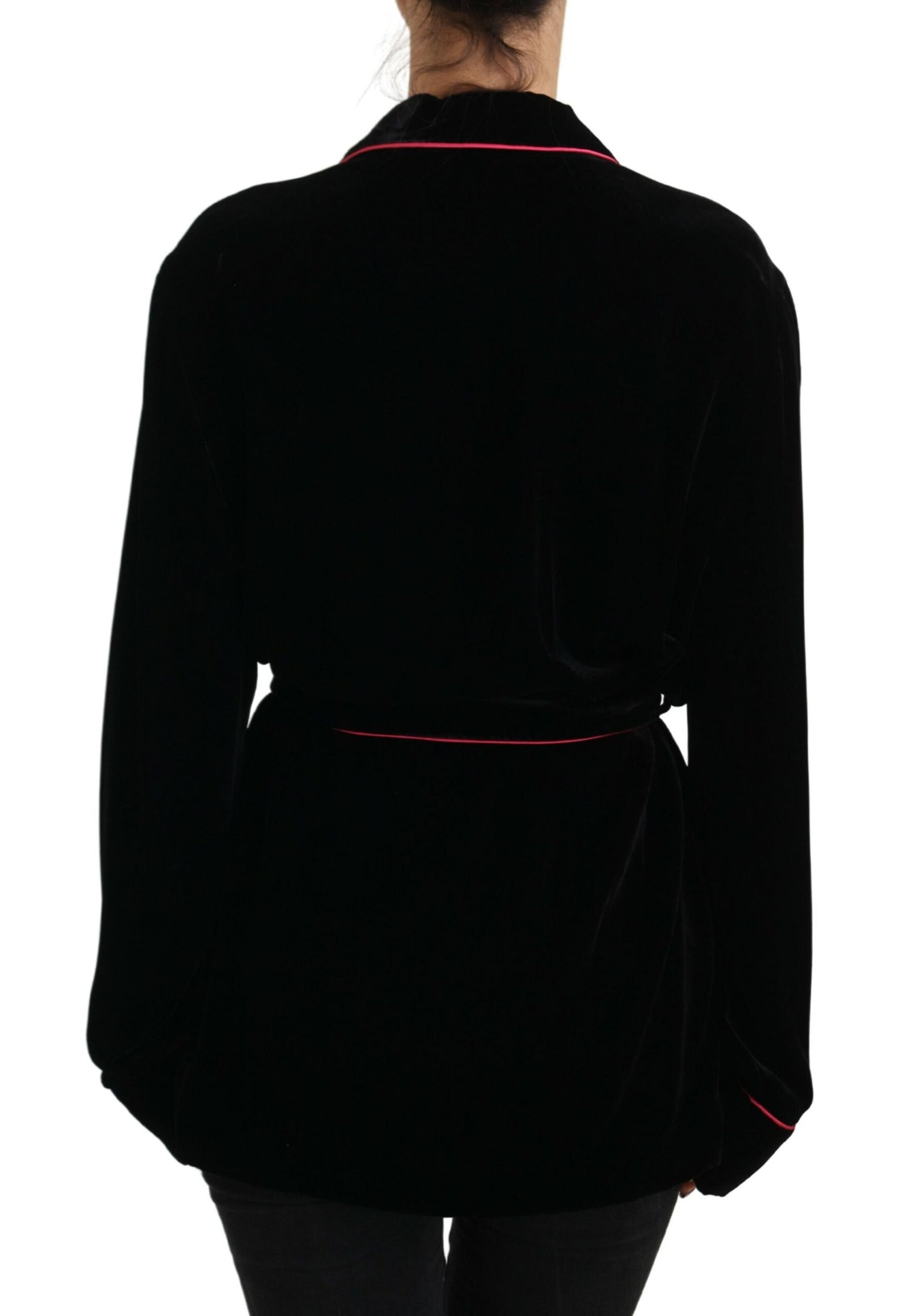 Blazer ceinturé à boutons noirs Dolce &amp; Gabbana en viscose