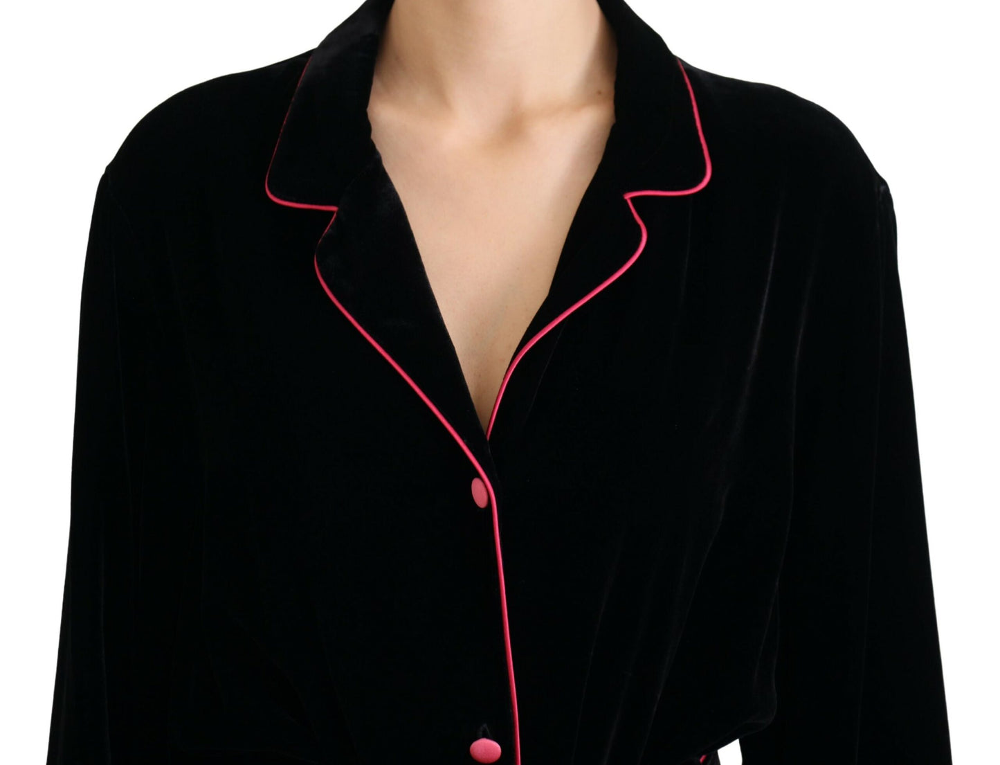 Blazer ceinturé à boutons noirs Dolce &amp; Gabbana en viscose