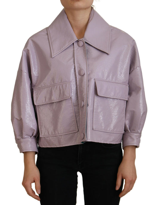 Veste courte boutonnée en coton violet Dolce &amp; Gabbana
