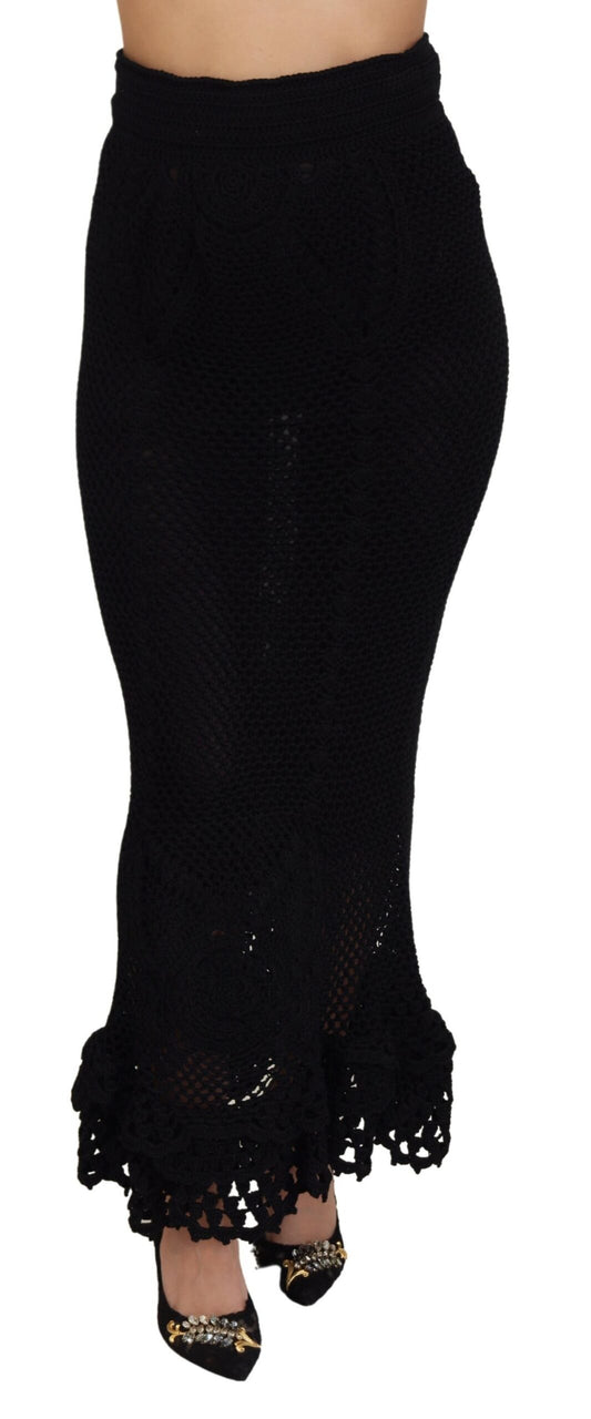 Jupe sirène taille haute en coton tricoté noir Dolce &amp; Gabbana