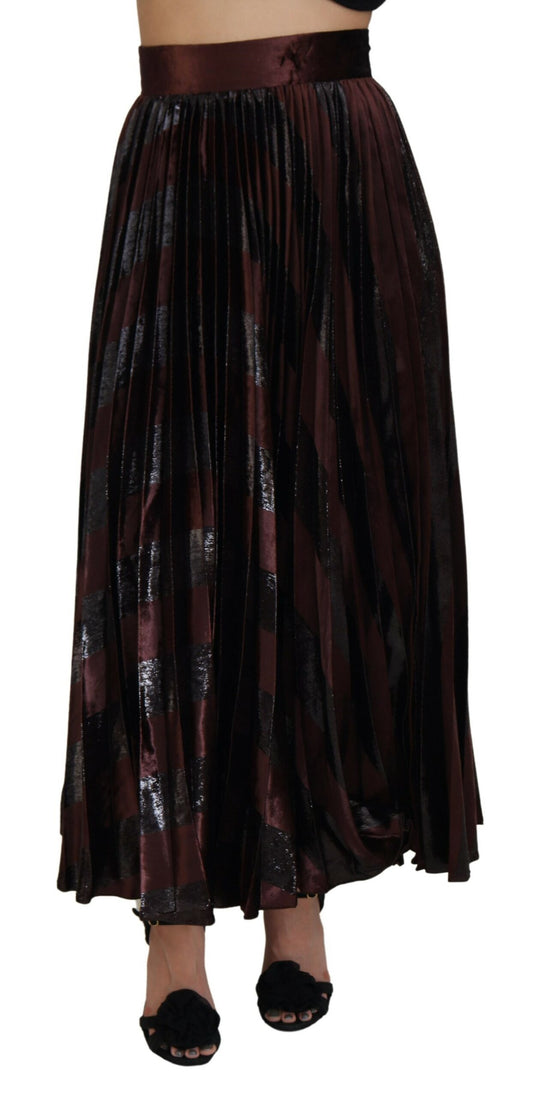 Jupe longue trapèze taille haute en polyester marron Dolce &amp; Gabbana